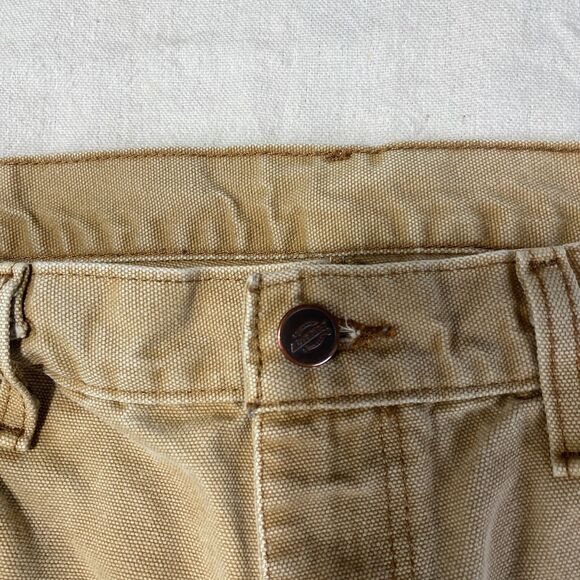 Dickies Work Pants Mens 32x3x Beige Canvas Work Wear Relaxed Fit Carpenter Logo - Picture 9 of 14